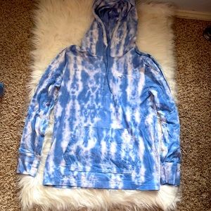 Hollister Blue and white tie-dye hoodie